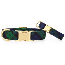 Load image into Gallery viewer, Black Watch Plaid Flannel Dog Collar