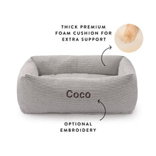 Load image into Gallery viewer, Charcoal Stripe Bolster Dog Bed