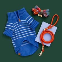 Load image into Gallery viewer, Blue Stripe Quarter-Zip Dog Sweater