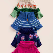 Load image into Gallery viewer, Blue Stripe Quarter-Zip Dog Sweater