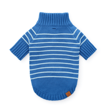 Load image into Gallery viewer, Blue Stripe Quarter-Zip Dog Sweater